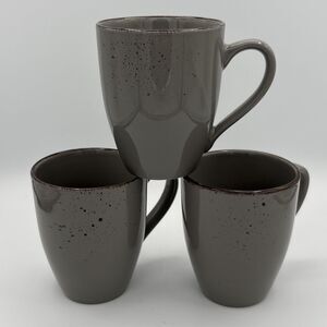 Set of 3 - Vancasso - Navia - Gray Speckled Stoneware Coffee Mugs - 12 oz.